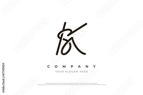 Initial Letter SK Logo or KS Logo Design Vector