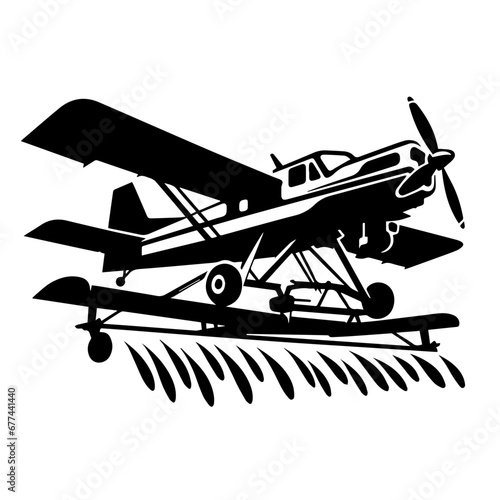 Fototapeta Naklejka Na Ścianę i Meble -  Agricultural Aircraft Logo Monochrome Design Style