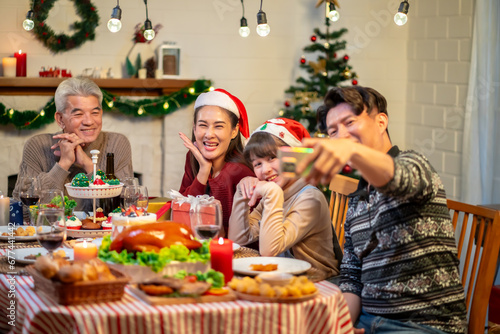 Asian family's Christmas celebration in their home