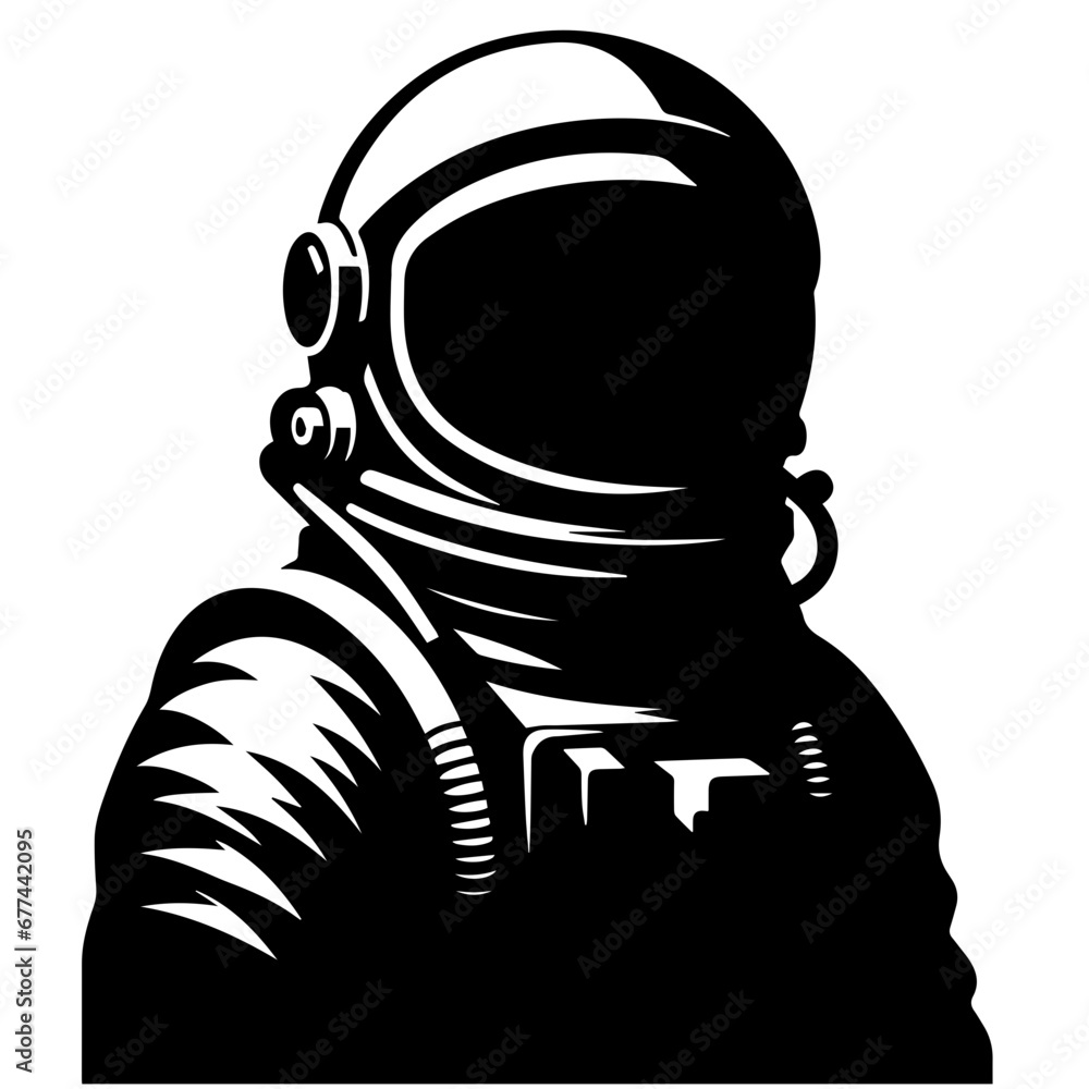 Astronaut In Space Logo Monochrome Design Style - obrazy, fototapety, plakaty 