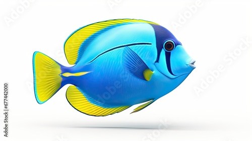 Blue tang fish isolated on a white background