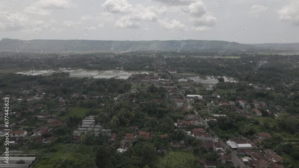 The drone pull away from crowded villages. Aerial view of residential areas The drone pull away from crowded villages. Aerial view of residential areas
