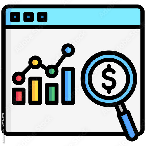 Online Analytical icon are typically used in a wide range of applications, including websites, apps, presentations, and documents related to business analytics theme.