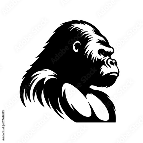 Fototapeta Naklejka Na Ścianę i Meble -  Silverback Gorilla Logo Monochrome Design Style