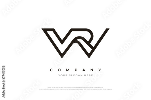  Initial Letter RW Logo or WR Logo Design Vector
