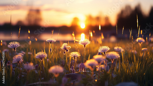 sunset in the field HD 8K wallpaper Stock Photographic Image 