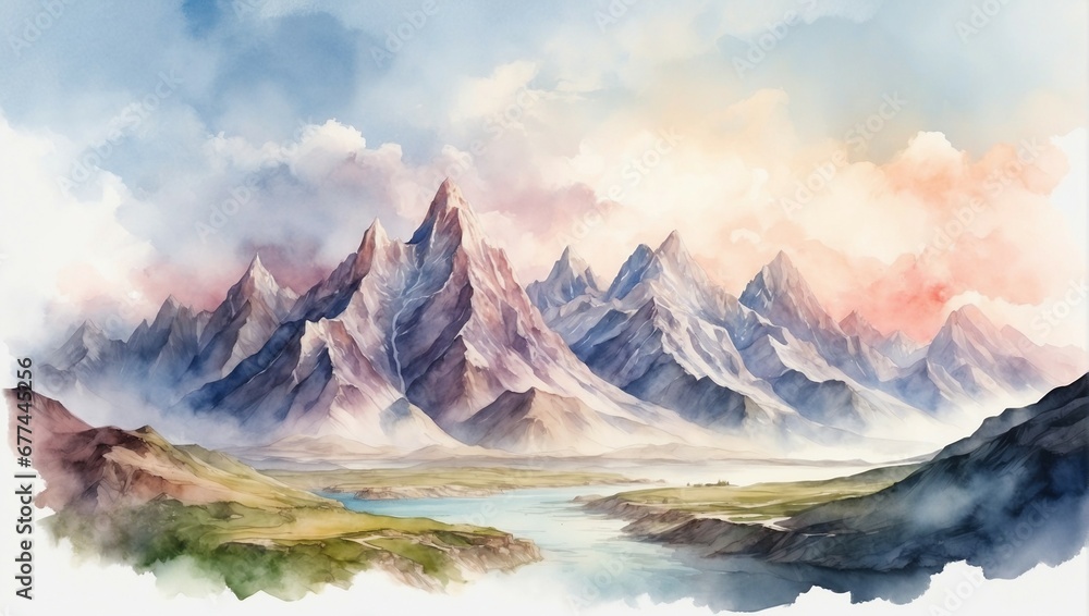 Majestic mountain range, panoramic landscape 
