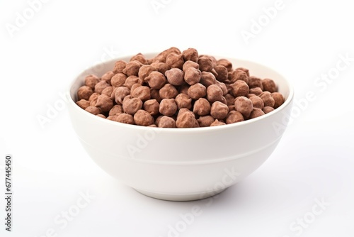 Selective focus on white background isolated Chocolatte cereal