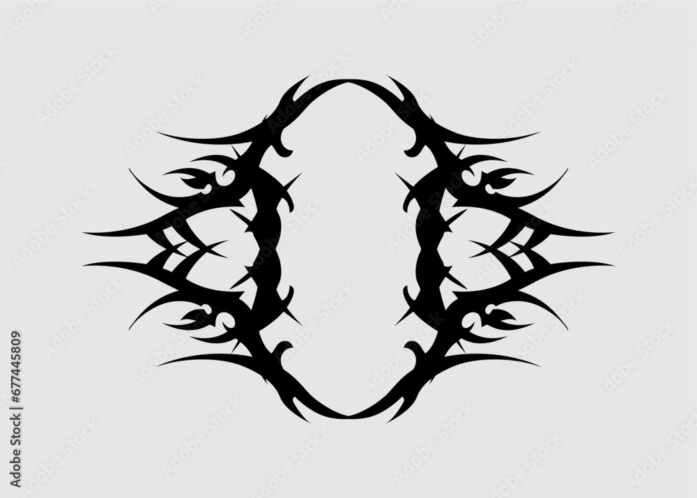 black tribal vector symmetrical insect sharp emblem cool maori - obrazy, fototapety, plakaty 