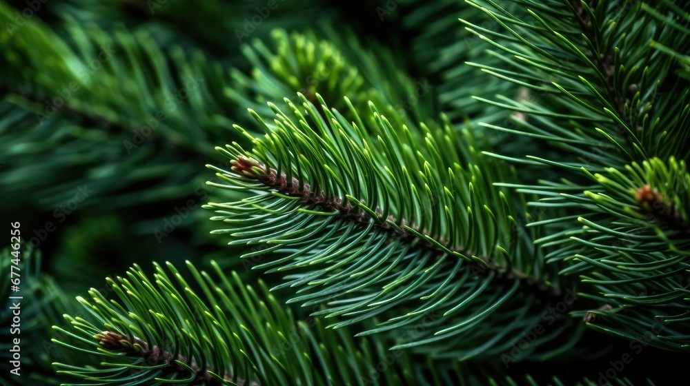 A branch of a coniferous tree in close-up.