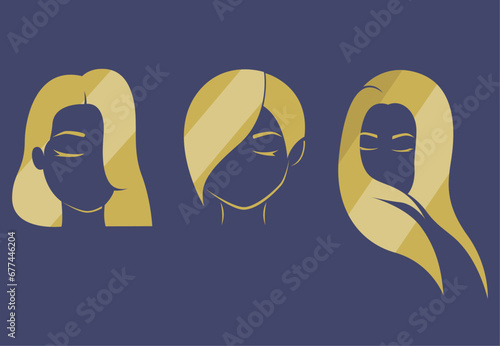 Vector con silueta de caras femeninas, silueta para logo de peluquería, hermosa silueta de mujer, diseño de cabello para mujer