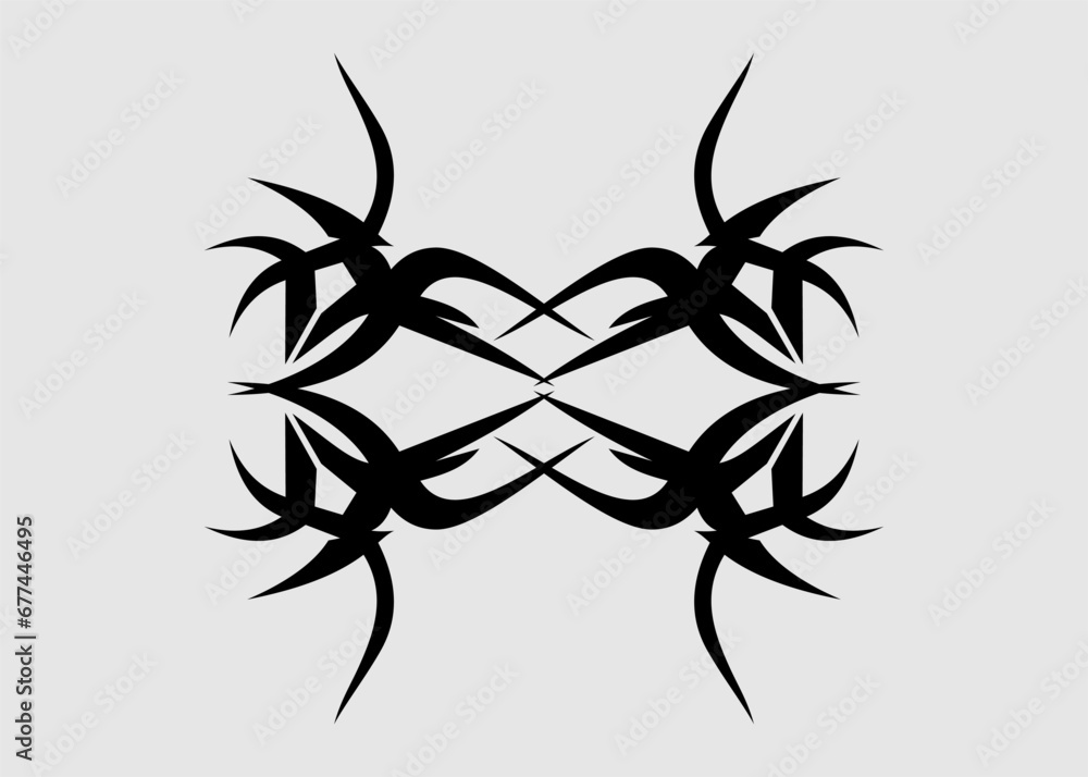 black tribal vector symmetrical insect sharp emblem cool maori - obrazy, fototapety, plakaty 