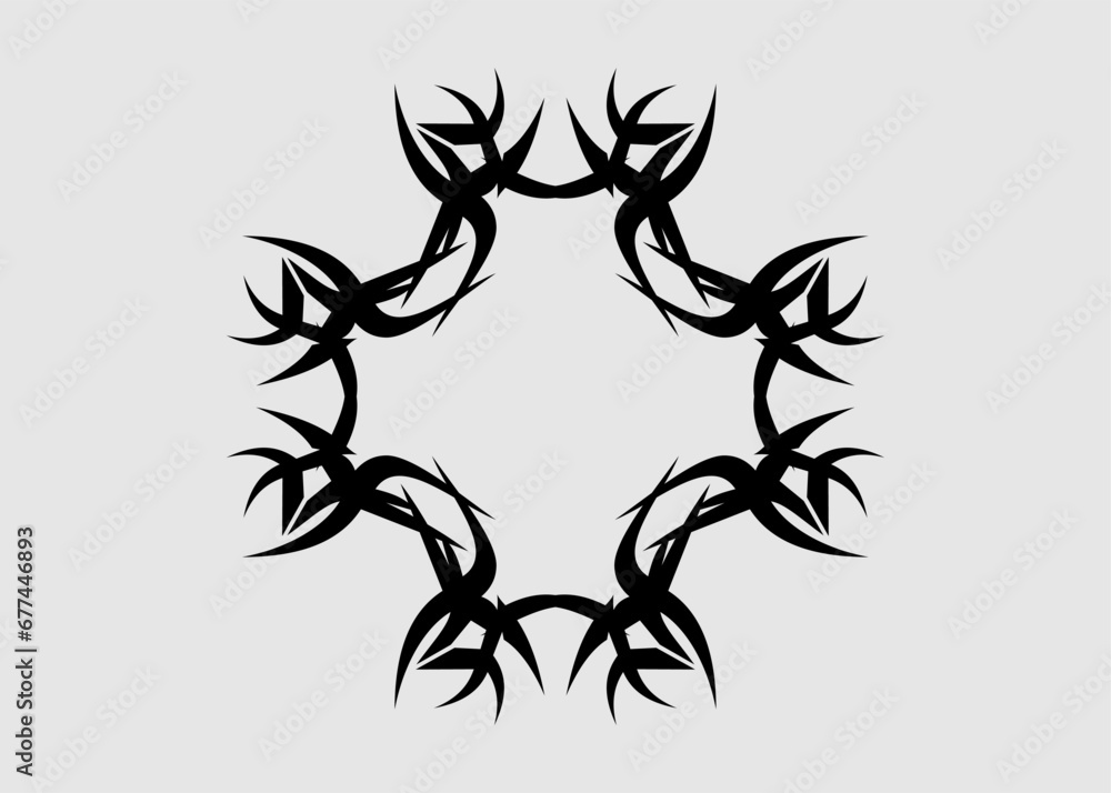 Obraz premium symmetric tribal vector mandala flower black decoration pattern abstract beautiful