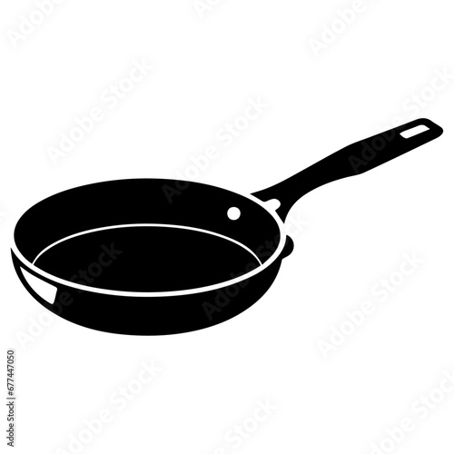 Fry pan vector silhouette illustration black color