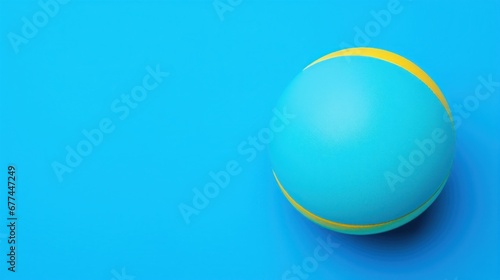 a blue and yellow ball on a blue surface © sam