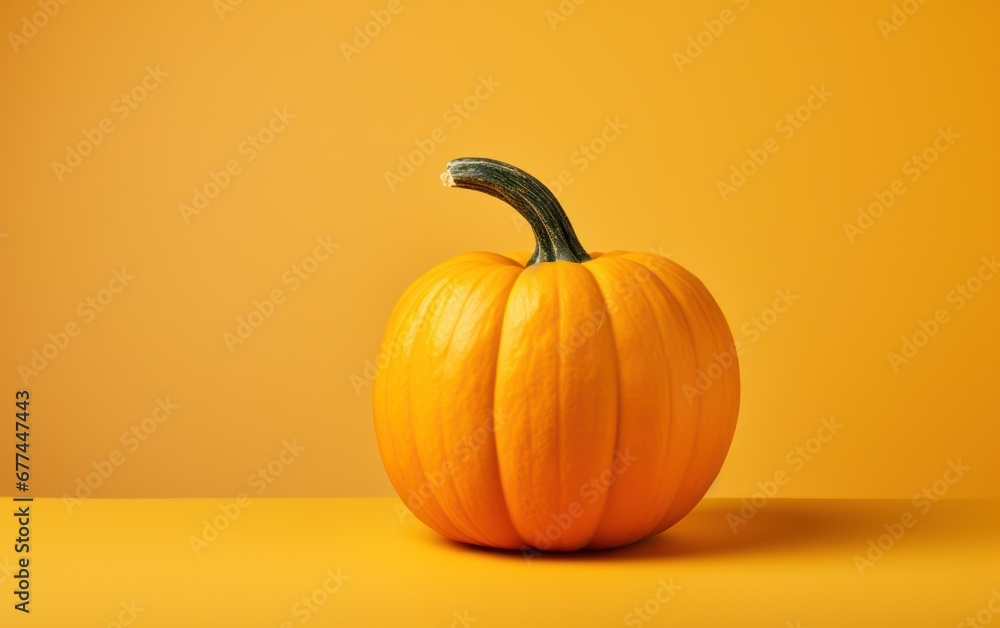 a pumpkin on a yellow surface a pumpkin on a yellow surface