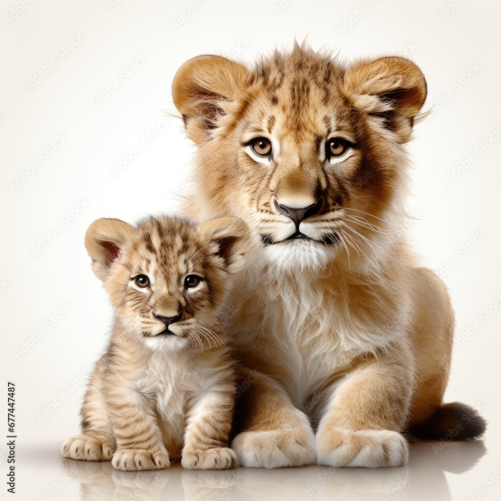 two lion cubs playing