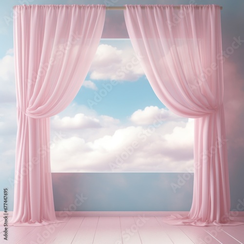 a pink curtains in a room