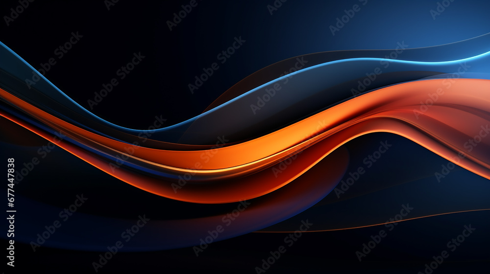 Obraz premium Durk blue and orange wave abstract gradient technology background. Trendy simple wave gradient abstract background with dynamic wave Banner, Background, Card, Book landing page.