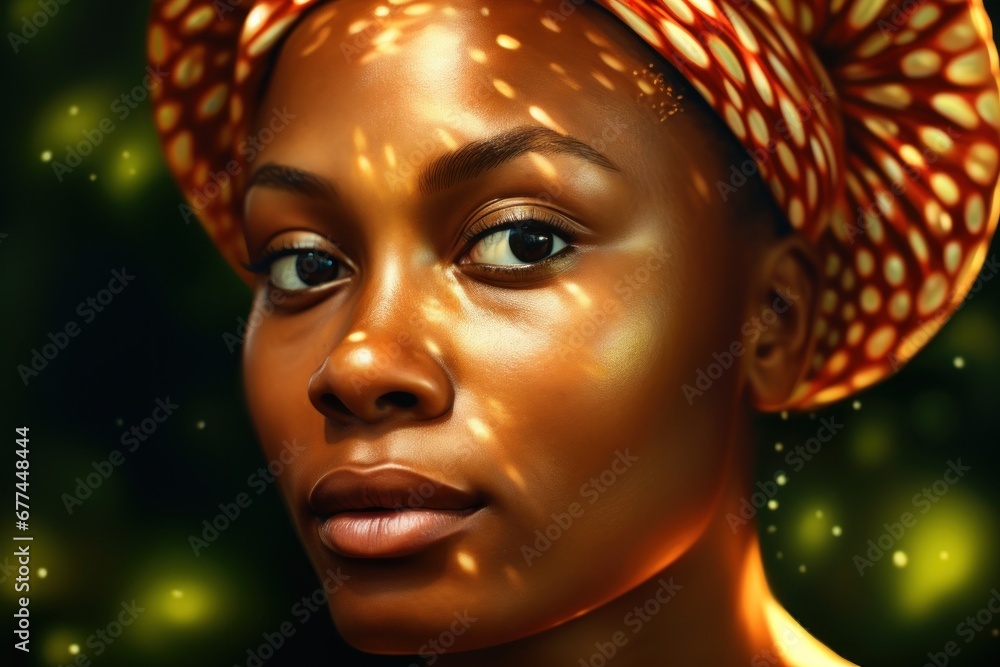 a woman with a red head wrap a woman with a red head wrap