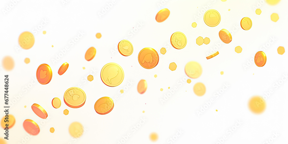 Floating golden coins. Floating golden coins.