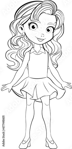 Cute Girl Cartoon Character Doodle for Coloring Pages
