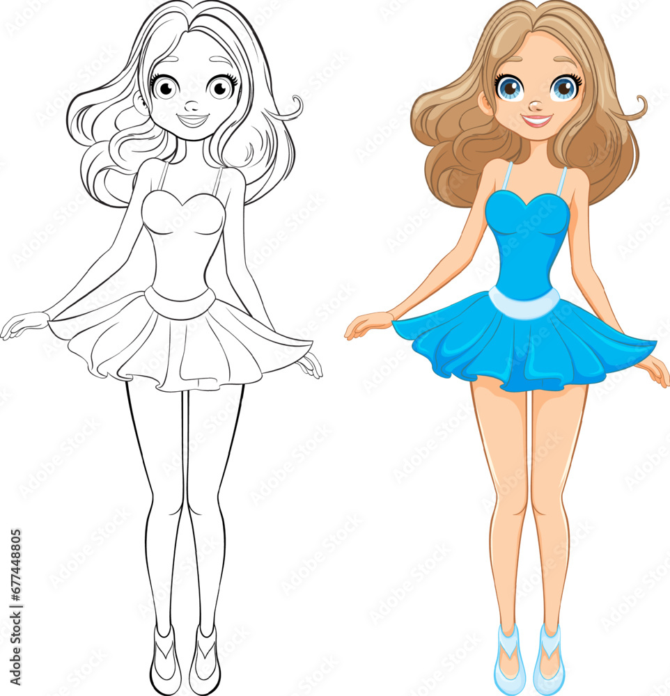 Beautiful Fairy Cartoon Character with Butterfly Wings