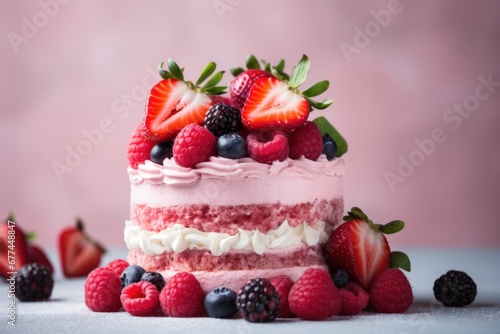 a cake with berries on top