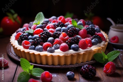 a fruit tart with berries on top