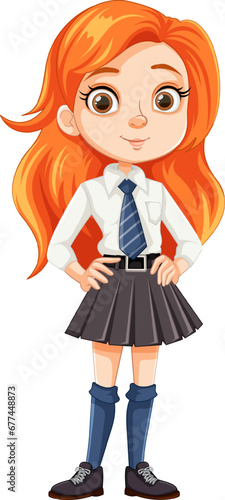 Smiling Teen Girl with Beautiful Orange Long Hair