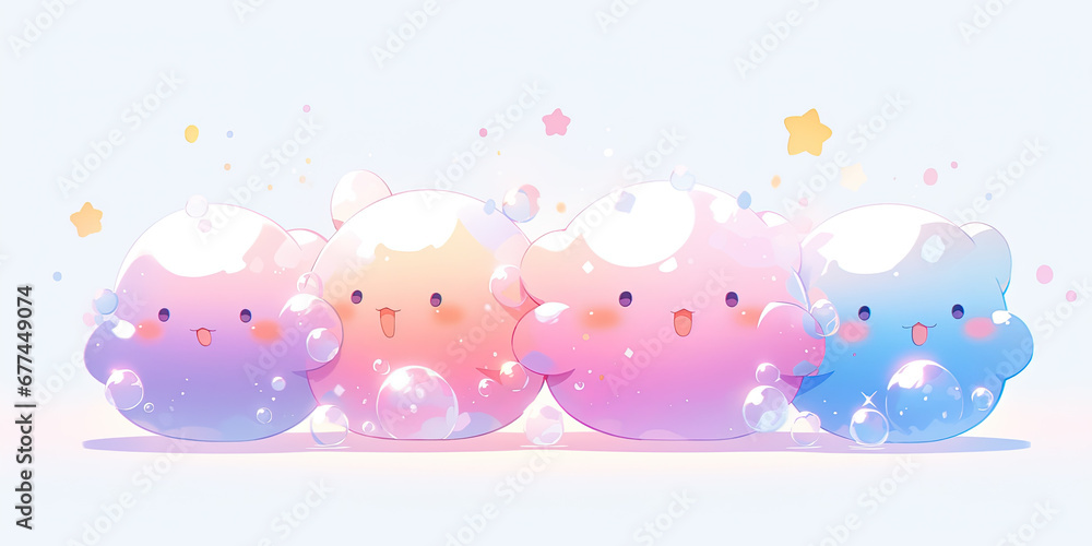 a group of lovely elf slimes. a group of lovely elf slimes.