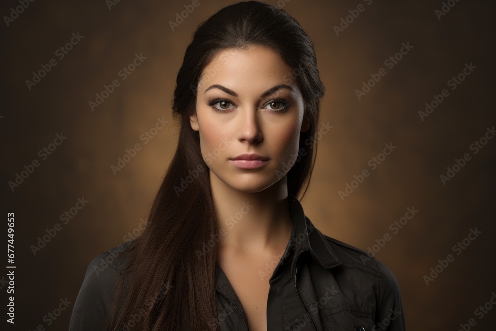 a woman with long hair and a black shirt a woman with long hair and a black shirt