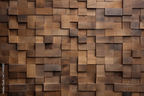 a wall made of wood squares