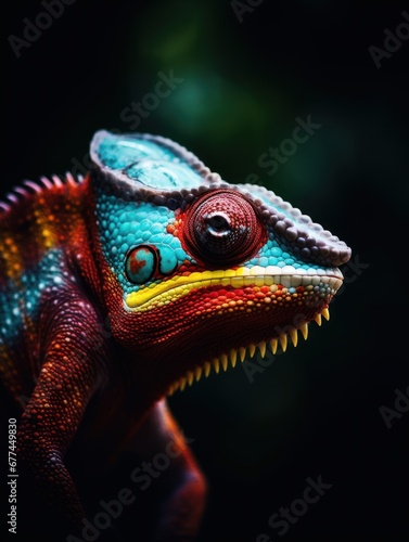 a colorful lizard with sharp teeth