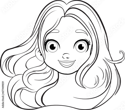 Beautiful Woman Portrait in Vector Cartoon Style
