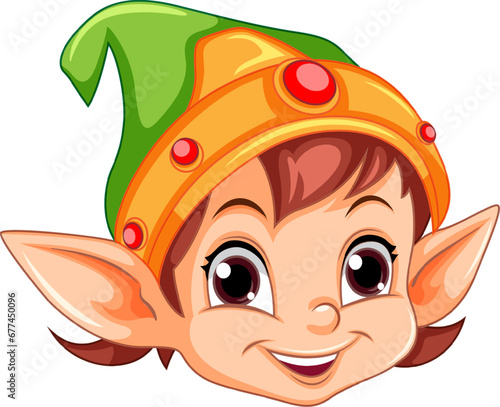 Cute Elf Head Cartoon Character
