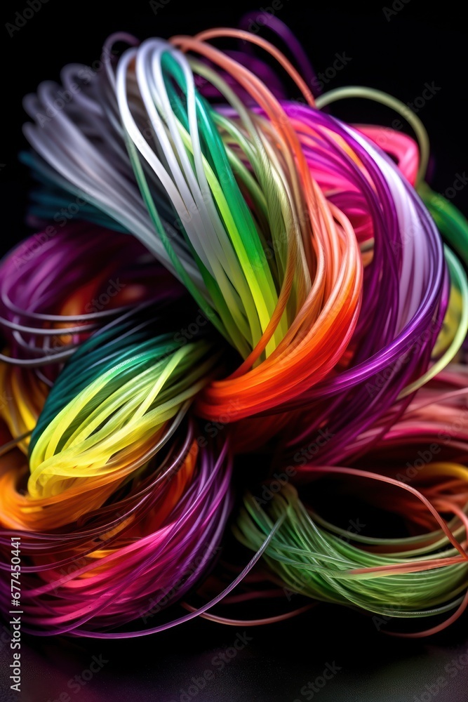 a close up of colorful strings