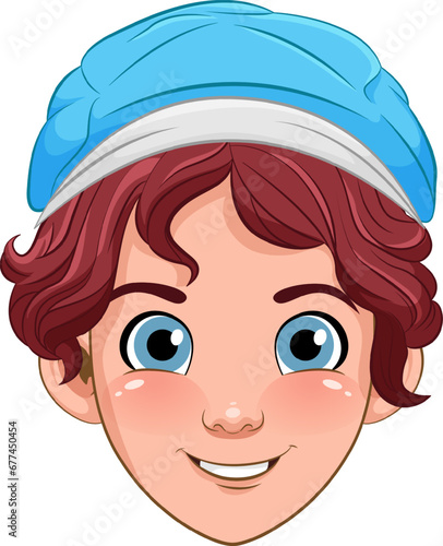 Male teen cartoon wearing hat