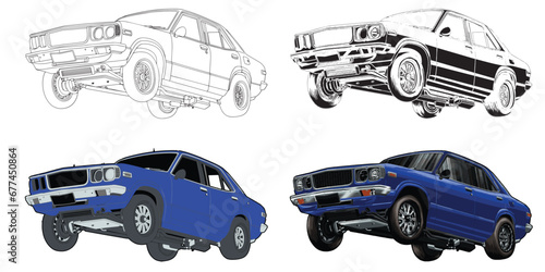 blue drag race illustration isolated in white background, this design is not ai generated.` Please see my portfolio. I've been making microstock designs for 3 years