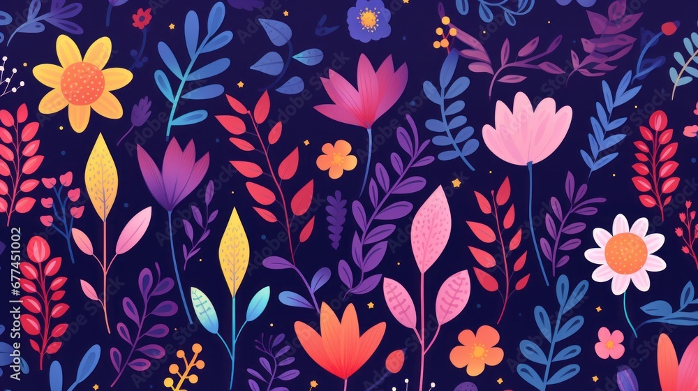 a colorful flowers and leaves a colorful flowers and leaves
