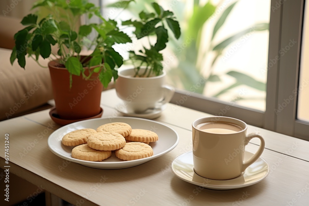 a plate of cookies and a cup of coffee a plate of cookies and a cup of coffee