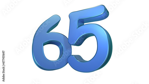 Clean blue 3d number 65 photo