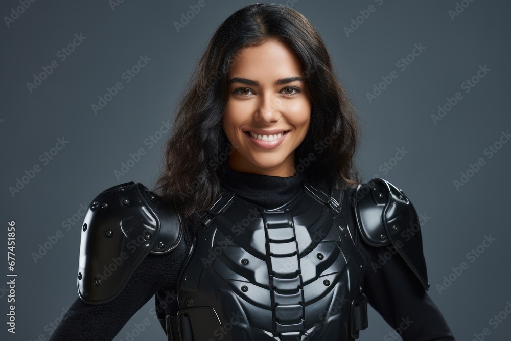 Naklejka premium a woman in a black armor