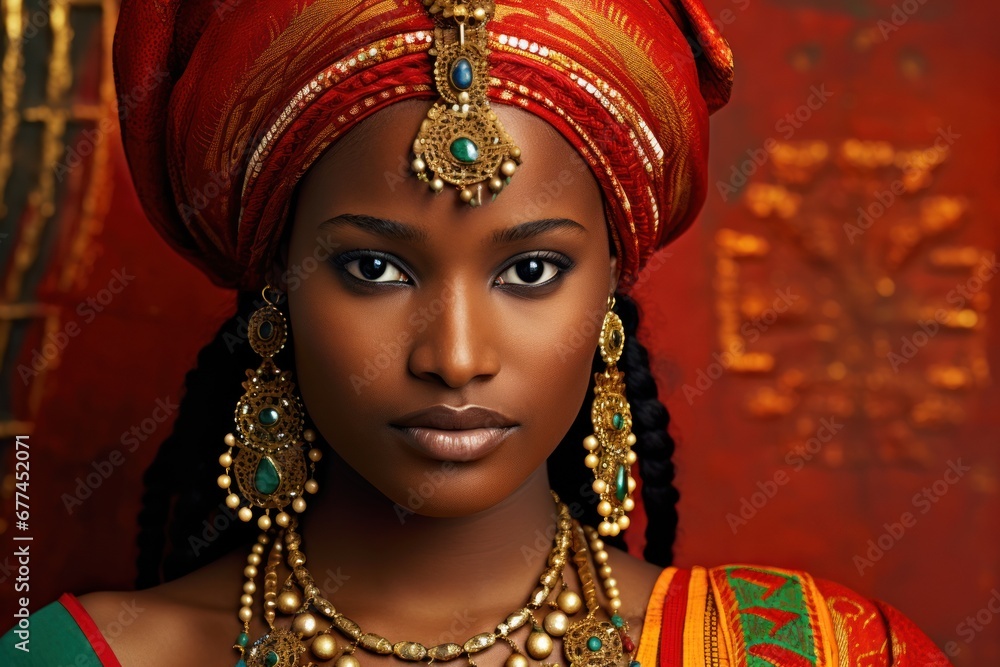 a woman wearing a turban and jewelry a woman wearing a turban and jewelry