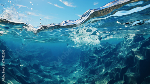 water splash in blue HD 8K wallpaper Stock Photographic Image 