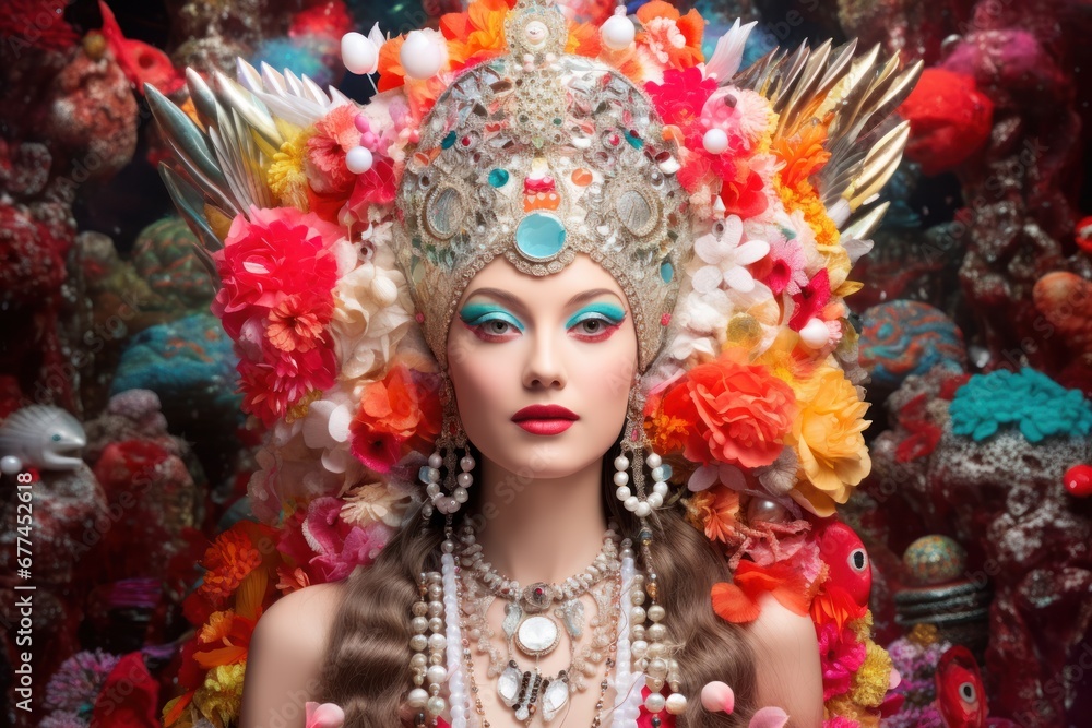 a woman wearing a crown and jewelry a woman wearing a crown and jewelry