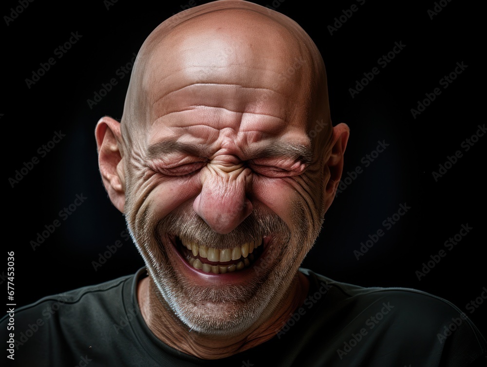 a man laughing with his eyes closed a man laughing with his eyes closed