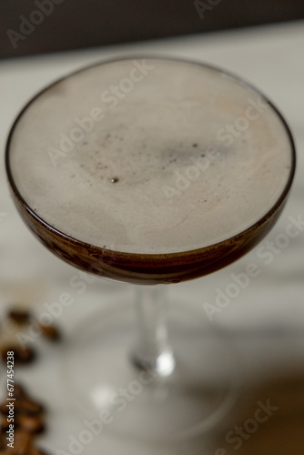 Closeup of an Espresso Martini in a Glass