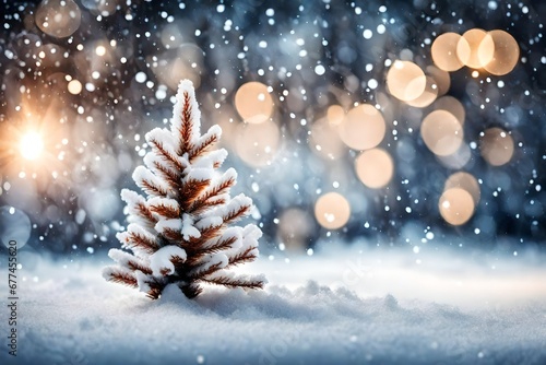 christmas tree with snow, tree covered with snow