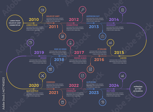 Timeline - infographic template with 15 elements with place for your icons and text, vector eps10 illustration